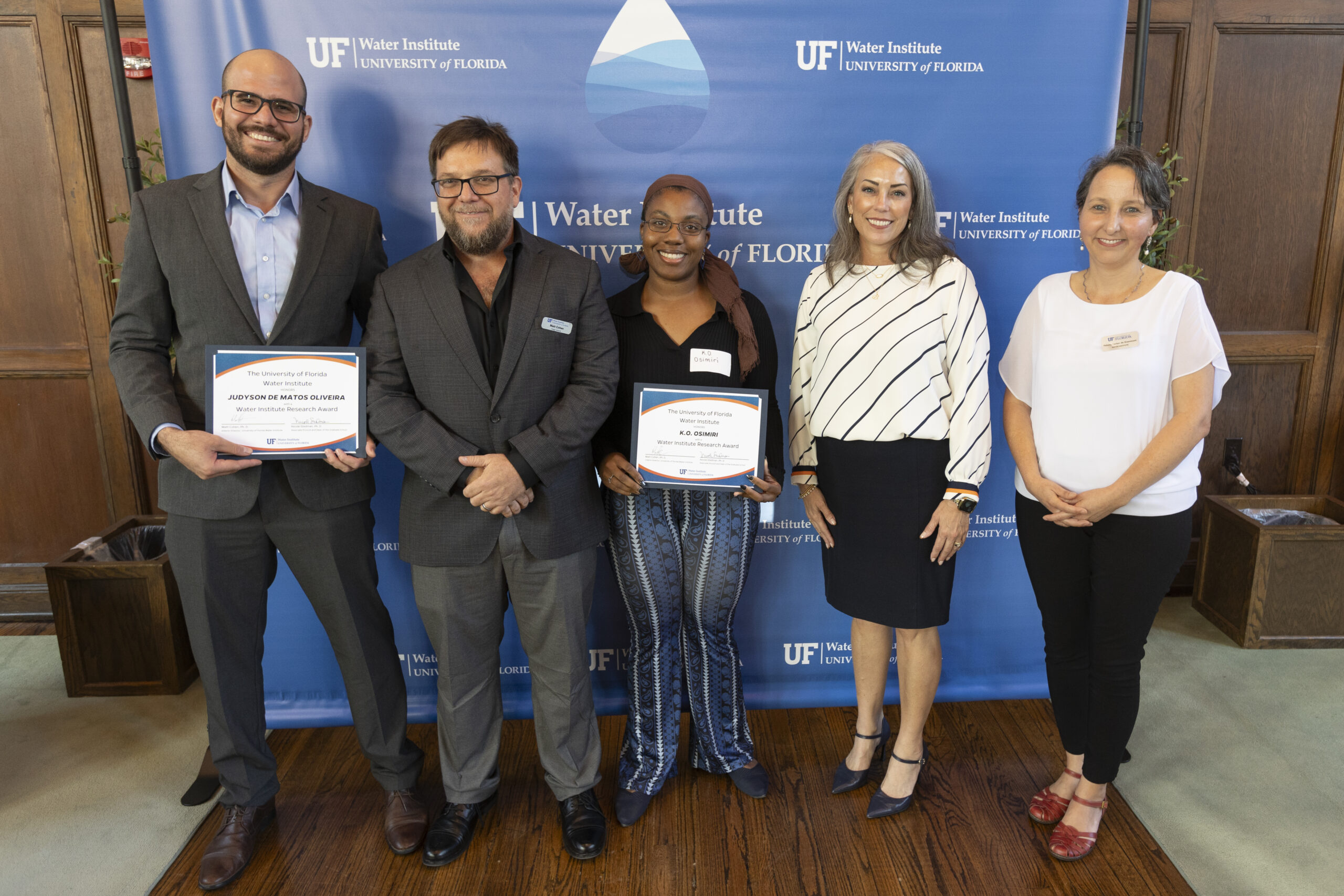 2023 Water Institute awards ceremony on Wednesday, November 15th. Paul Donsky and Gabrielle Quadrado being presented with Water Institute Ambassador recognition