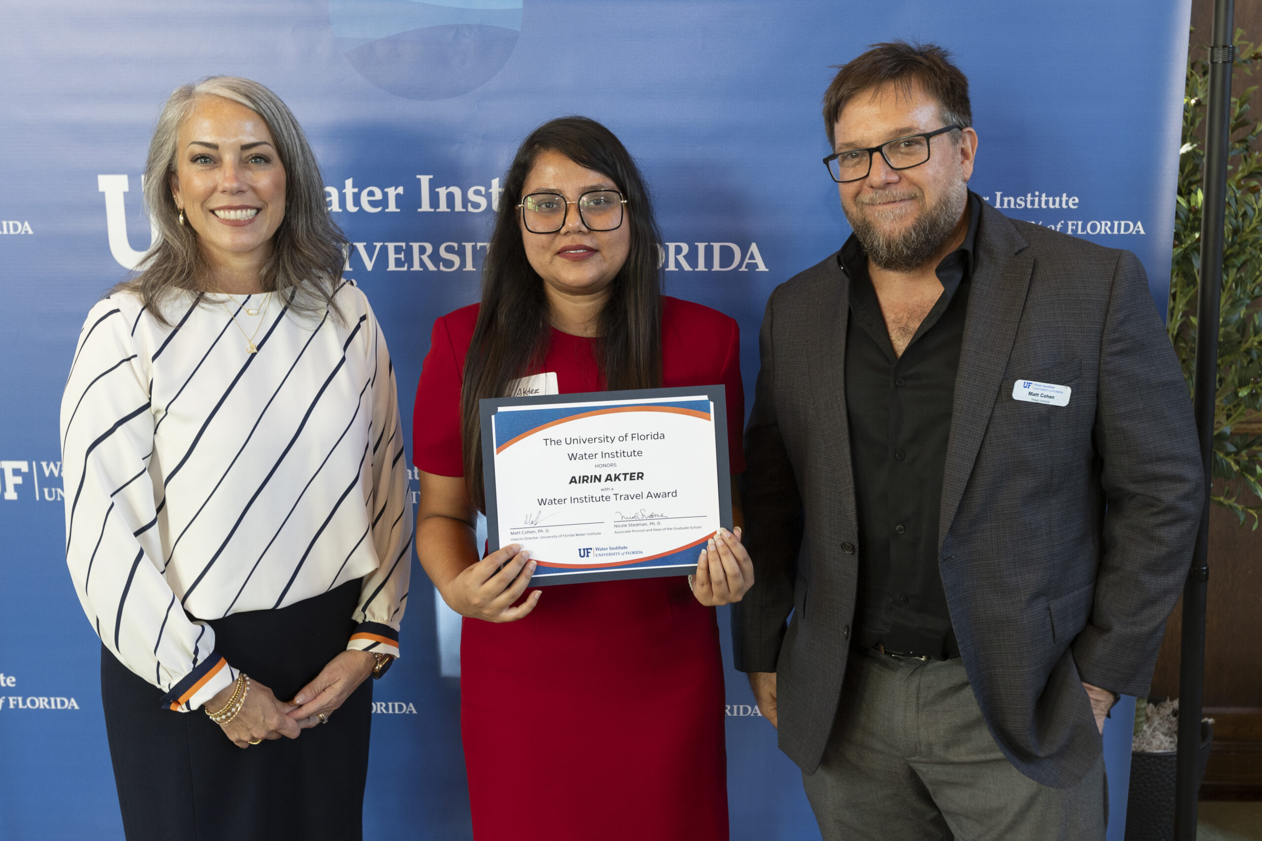 2023 Water Institute awards ceremony on Wednesday, November 15th. Paul Donsky and Gabrielle Quadrado being presented with Water Institute Ambassador recognition