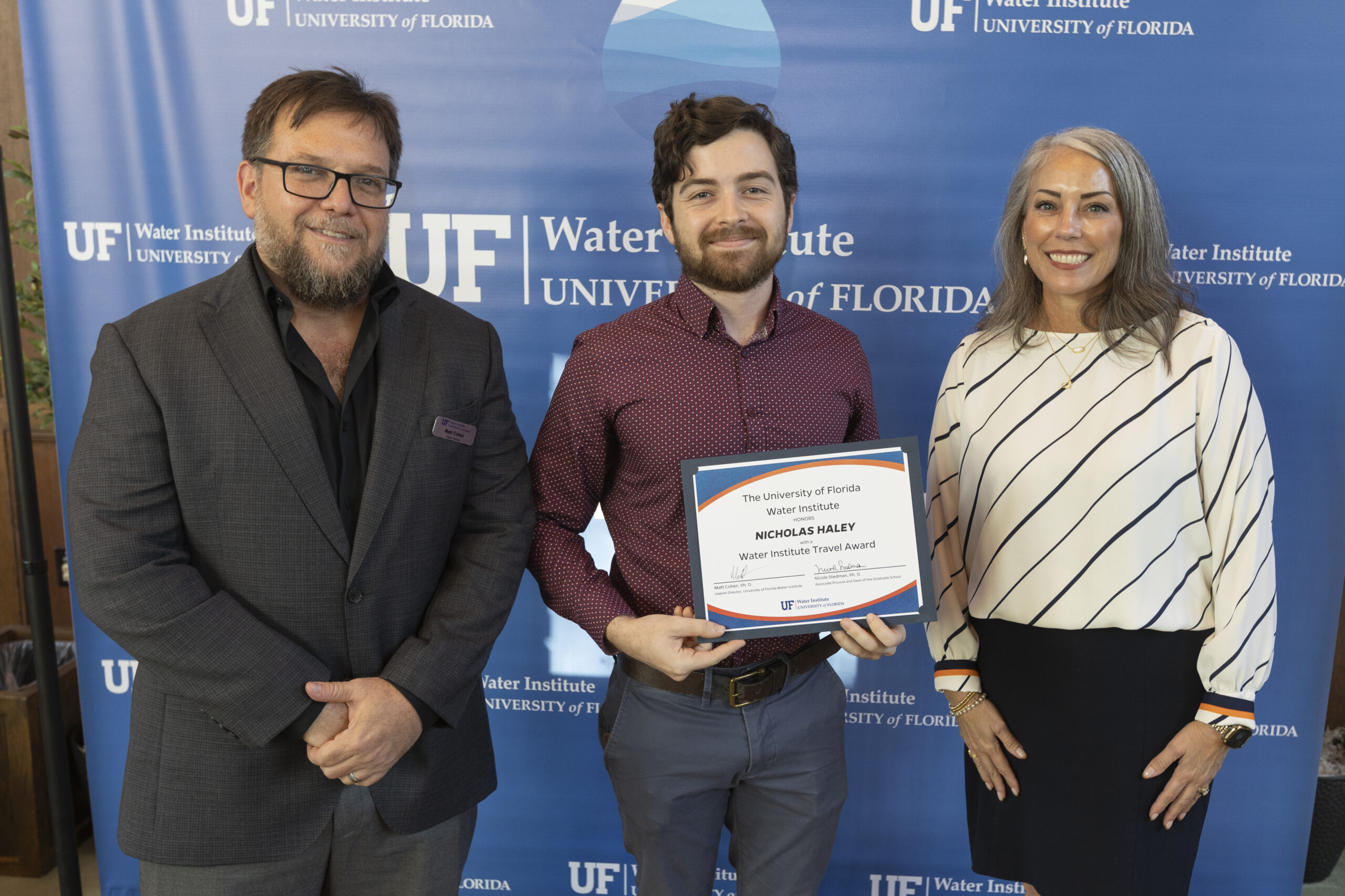 2023 Water Institute awards ceremony on Wednesday, November 15th. Paul Donsky and Gabrielle Quadrado being presented with Water Institute Ambassador recognition