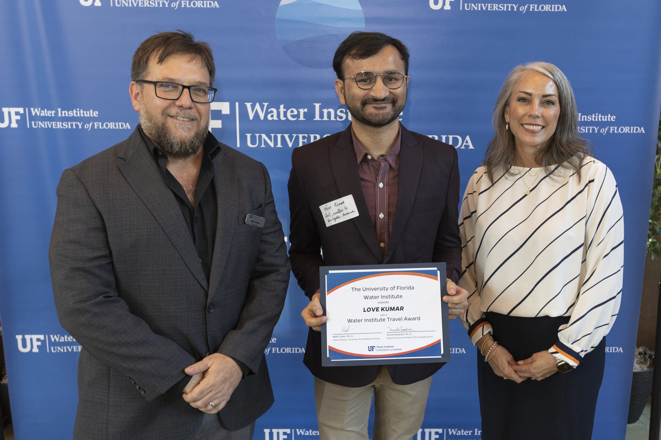 2023 Water Institute awards ceremony on Wednesday, November 15th. Paul Donsky and Gabrielle Quadrado being presented with Water Institute Ambassador recognition