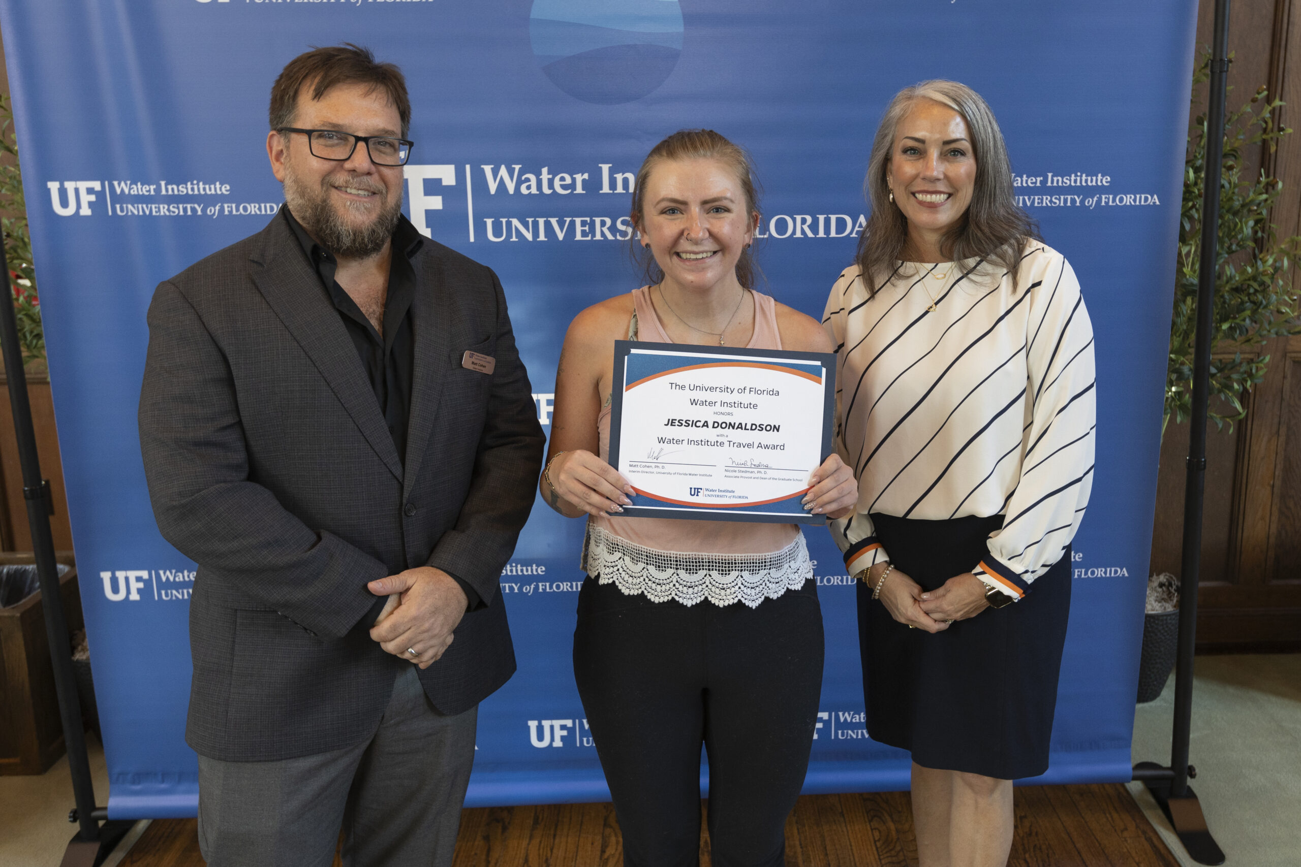 2023 Water Institute awards ceremony on Wednesday, November 15th. Paul Donsky and Gabrielle Quadrado being presented with Water Institute Ambassador recognition