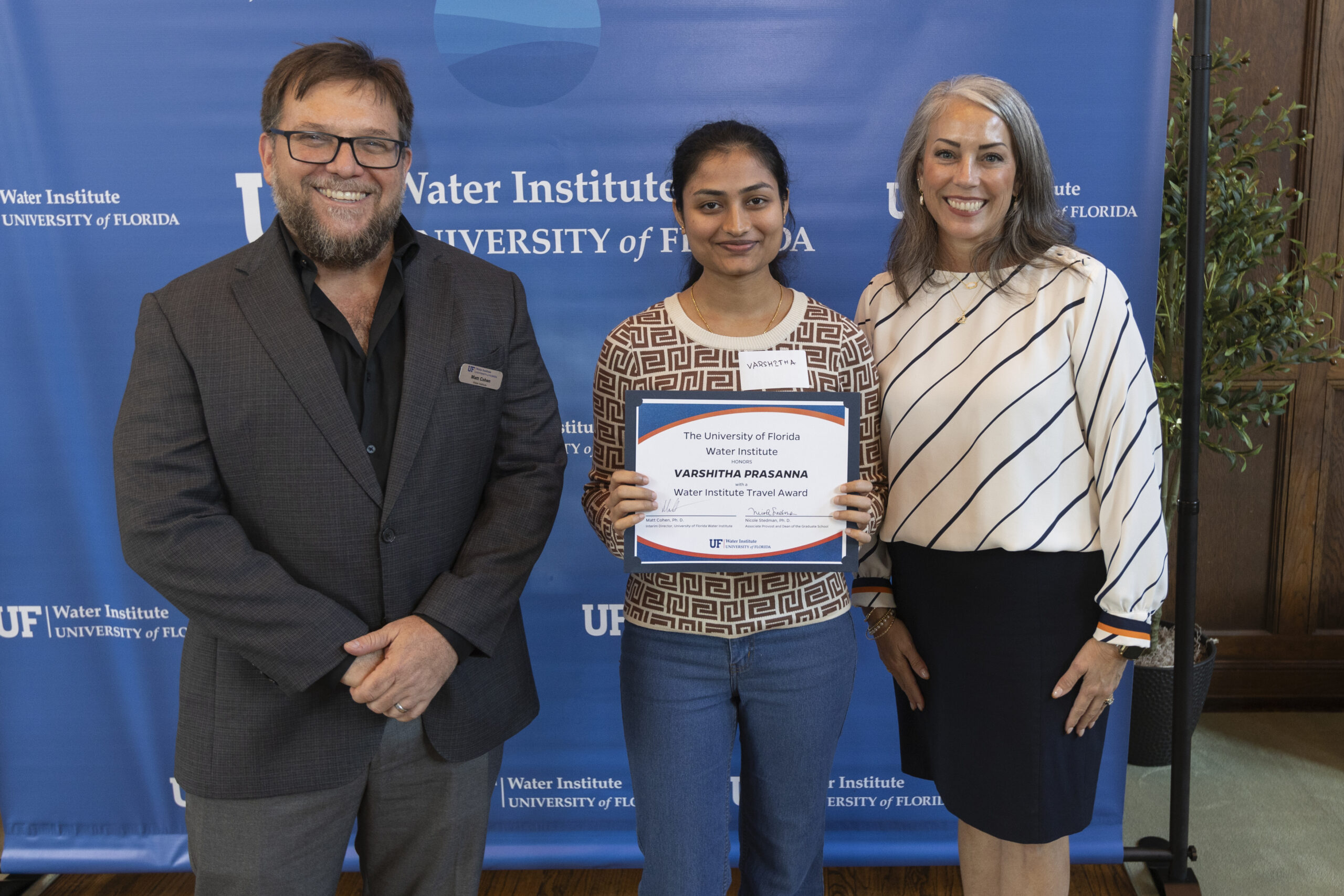 2023 Water Institute awards ceremony on Wednesday, November 15th. Paul Donsky and Gabrielle Quadrado being presented with Water Institute Ambassador recognition