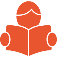 Icon person reading a book.