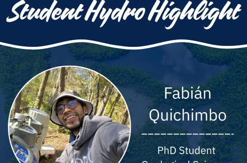 Water Institute Student Hydro Highlight with headshot of Fabian Quichimbo.