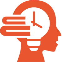 Icon of a person with lightbulb in area of brain.