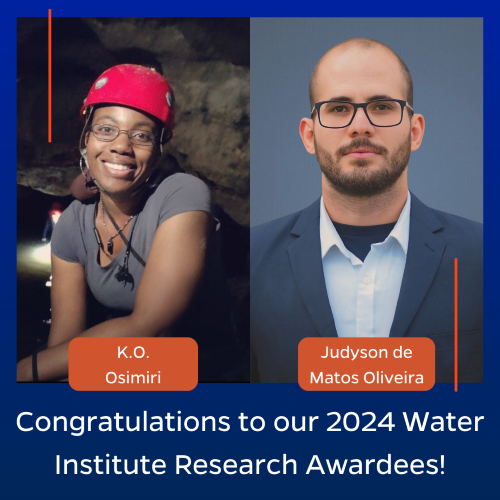 Congratulations to the 2024 Water Institute Research Award Recipients K.O. Osimiri and Judyson de Matos Oliveira.