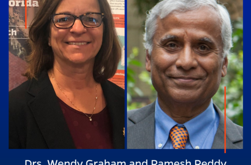 Headshots of Drs. Wendy Graham and Ramesh Reddy. Drs. Wendy Graham and Ramesh Reddy appointed to a National Academies of Sciences, Engineering, and Medicine committee