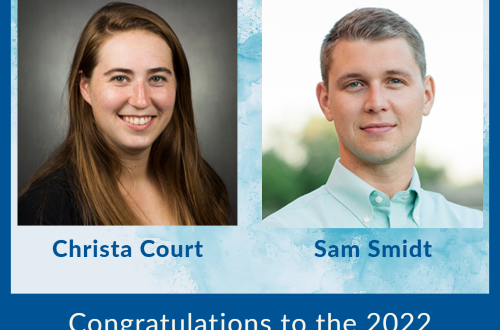 Headshots of Christa Court and Sam Smidt. Congratulations to the 2022 Water Institute Faculty Fellows