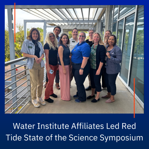 Water Institute Affiliates led Red Tide State of the Science Symposium with image of facilitation team for the event.