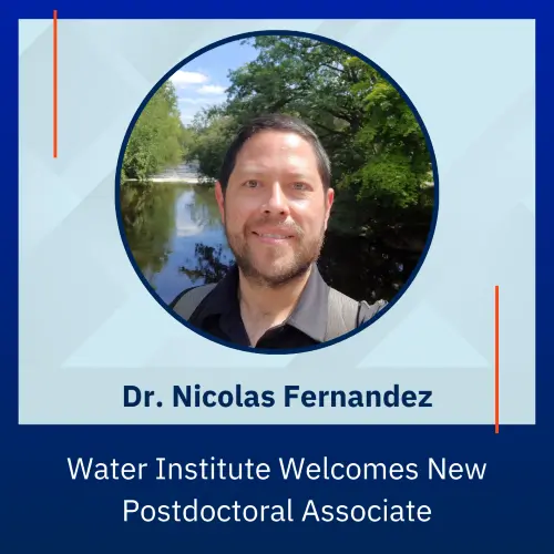 The Water Institute welcomes new postdoctoral associate Dr. Nicolas Fernandez.