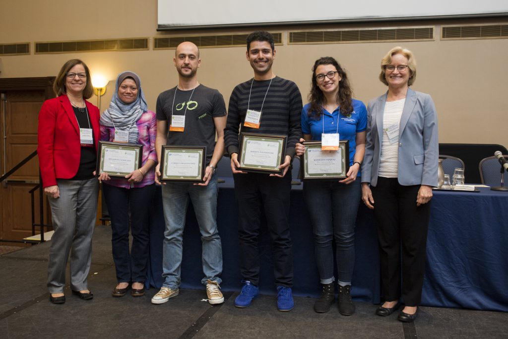 The four graduate student poster winners with Dr. Graham and Carol Lippincott