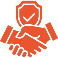 Icon two hands shaking with checkmark above.