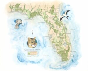 Map of Florida focusing on the Florida Wildlife Corridor